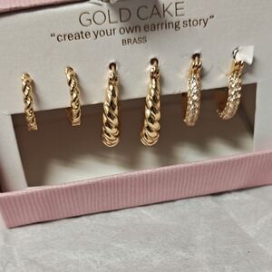 Gold Cake Gold Hoop Earring Set - Gold Tone